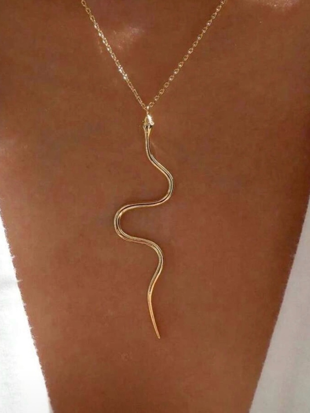 Minimalist Snake Necklace, Gold Tone, Lightweight, Elegant, adjustable…